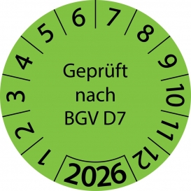 More about 10 Stück "Prüfetiketten" 15 mm -selbstklebende " nach BGV D7, Startjahr: 2026" ES-PRBGVD7-1-2026-15-579-PE