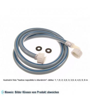 Zulaufschlauch 2,5 m mit Dichtung, Überwurfmuttern, eine Seite mit 90 Gradbogen