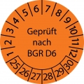 1000 Stück "Prüfetiketten" 15 mm -selbstklebende " nach BGR D6, Startjahr: 2025" ES-PRBGVD6-6-2025-15-149-PE