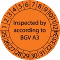 500 Stück "Prüfetiketten" 30 mm -selbstklebende "Inspected according to BGV A3, Startjahr: 2025" ES-PRIBGV-10-2025-30-149-PA