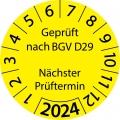 2000 Stück "Prüfetiketten" 15 mm -selbstklebende " nach BGV D29 Nächster Prüftermin, Startjahr: 2024" ES-PRBGVD29NP-1-2024-15-38