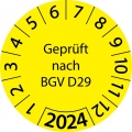 10 Stück "Prüfetiketten" 15 mm -selbstklebende " nach BGV D29, Startjahr: 2024" ES-PRBGVD29-1-2024-15-388-PE