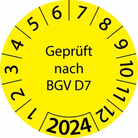 More about 10 Stück "Prüfetiketten" 15 mm -selbstklebende " nach BGV D7, Startjahr: 2024" ES-PRBGVD7-1-2024-15-388-PA