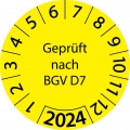 100 Stück "Prüfetiketten" 20 mm -selbstklebende " nach BGV D7, Startjahr: 2024" ES-PRBGVD7-1-2024-20-388-PE