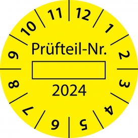 More about 10000 Stück "Prüfetiketten" 50 mm -selbstklebende "Prüfetiketten, Prüfteil-Nr. 2022, Startjahr: 2024" ES-PRPNR-1-2024-50-388-PE