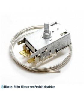 Thermostat RANCO K59-L1029, für zweitürigen Kühlschrank, mit 3 Kontakten, Halterung und Drehknopf.