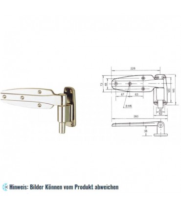 Scharnier für Kühlraumtür, metall, universell