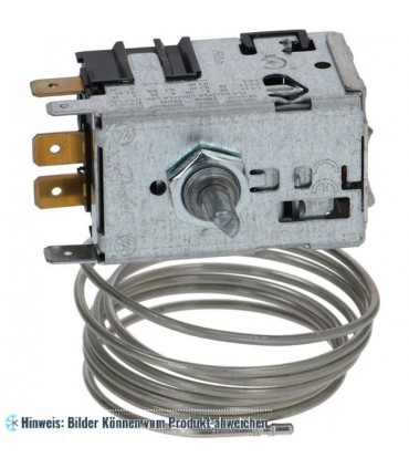 THERMOSTAT DANFOSS 077B0028, 3 Kontakten 6A 250V Kapillarrohr 1200 mm, kälte -4,5°C, wärme +10,5°C halbmondförmige Achse ø 6 x 4