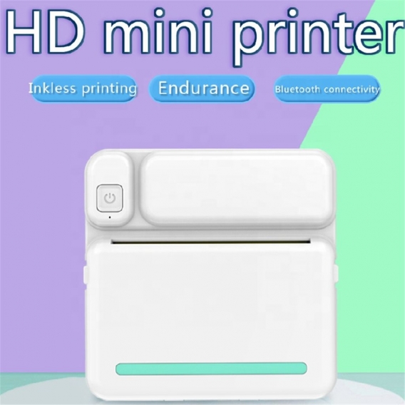 Mini Tragbarer Bluetooth-Thermo Fotodrucker Taschen Etikettendrucker Kartendrucker Etikett Memorandum Drucker  Farbe: Blau