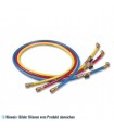 Füllschläuche Set "GY" 150cm 3 Stück, Anschlüsse gerade x 45° mit Drücker mit blister WIGAM 3GYSA/4-4/56V4/BRY