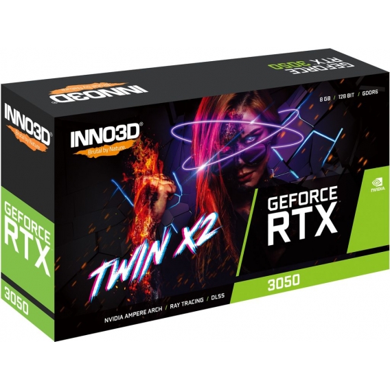 INNO3D GeForce RTX 3050 Twin X2, 8GB GDDR6, HDMI, 3x DP (N30502-08D6-1190VA42) Grafikkarte