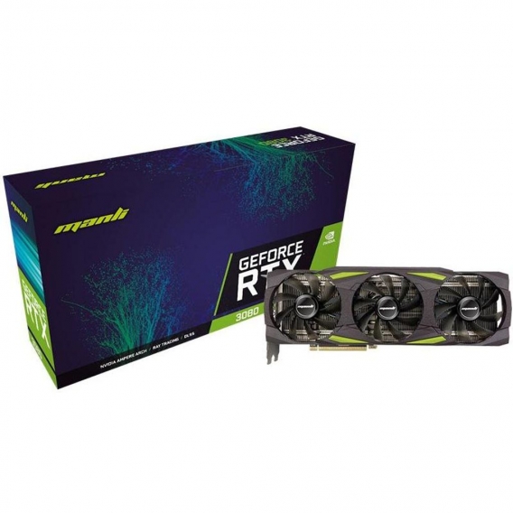 Manli M-NRTX3080/6RFHPPPV3-M3514 NVIDIA GeForce RTX 3080 12 GB GDDR6X  MANLI Quantità DisplayPorts: 3, Consumi: 350 W, Frequenza