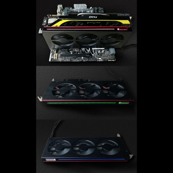 JONSBO Grafikkartenkuehler Kuehlgeblaese Grafikkartenkuehler mit 3 Lueftern RGB-Effekt fuer NVIDIA GTX / AMD
