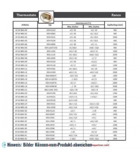 Thermostat RANCO K59-L1027000, max.+5/-26,4； min.+4,8/-15,8；L＝800mm