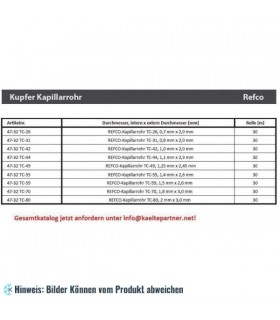 More about Kupferrohr Kapillarrohr CU Refco TC-42, Durchmesser 1,0mm, Rolle 30 m