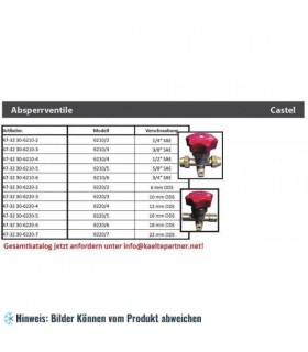 Membranventil Castel 6210/5, 5/8" SAE Bördelanschlüsse, Kv 1,80