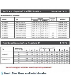 More about Kompressor Copeland Scroll ZR16M3E-TWD 551, R407C, 380-420V