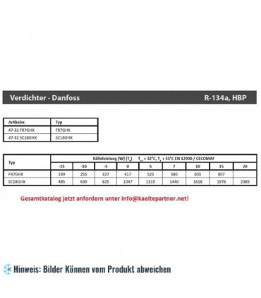 Kompressor DANFOSS SC10DL, MBP/HBP - R404A, R507, 220-240V, 50Hz, 104L2525