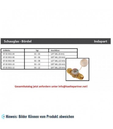 Schauglas Universal S10, 5/8 x 5/8" SAE, Bördelanschlüsse + Mutter