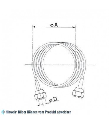 Druckausgleichsleitung / Kapillarrohr mit Überwurfmutter 1000 mm ohne Ventildrücker WIGAM 87A