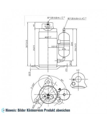Rotationskompressor BOYARD, QXC-23K, vertikal, R407C, 220-240V/50 Hz, 13022 Btu/h