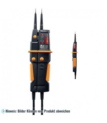 testo 750-3 Spannungsprüfer inkl. Batterien, Prüfspitzenschutz und Messspitzenaufsätze.