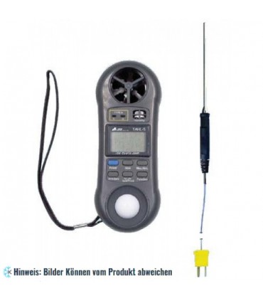 Thermometer, Anemometer, Hygrometer, Feuchtigkeits- und Lichtmessgerät, inkl. Tasche ITE TAHL-5