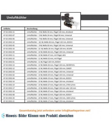 Lüfter No-Frost Universal, 5W, Welle 24 mm, Lüfterflügel 90 mm (ohne Flügel)