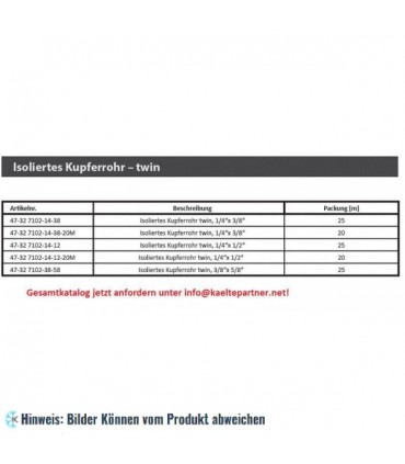 Kupferrohr isoliert CU 1/4" x 1/2" (6/12 mm), Verpackung 25 m