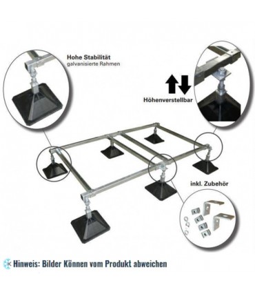 Flachdachkonsole 6000x1300 mm, StrutFoot-12, Traglast 2450 kg, 14 Stützfüße, 12 Gleitarme