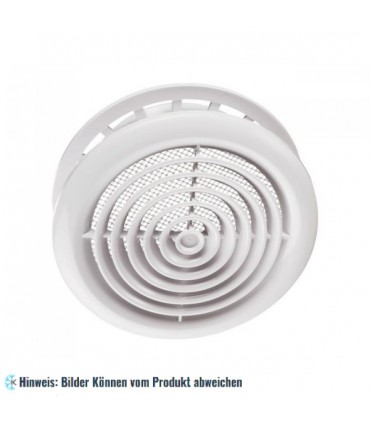 Kunststoff Diffusor MV 125 PFs mit Montageflanschen und Insektenschutznetz für Be- und Entlüftung, Lüftungsrohr 125 mm