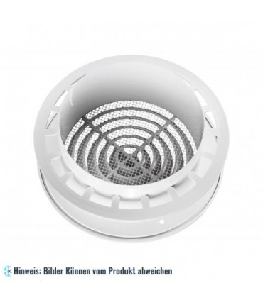 Kunststoff Diffusor MV 125 PFs mit Montageflanschen und Insektenschutznetz für Be- und Entlüftung, Lüftungsrohr 125 mm