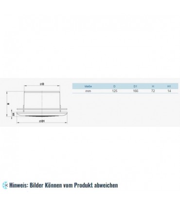 Kunststoff Diffusor MV 125 PFs mit Montageflanschen und Insektenschutznetz für Be- und Entlüftung, Lüftungsrohr 125 mm