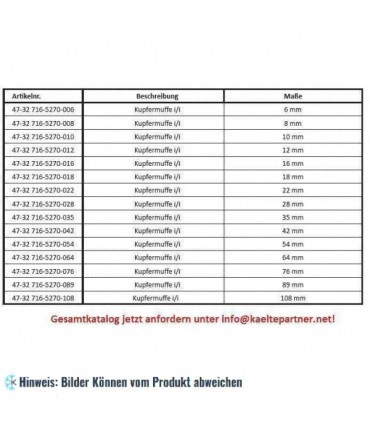 Kupfermuffe i/i 42 mm, 5270