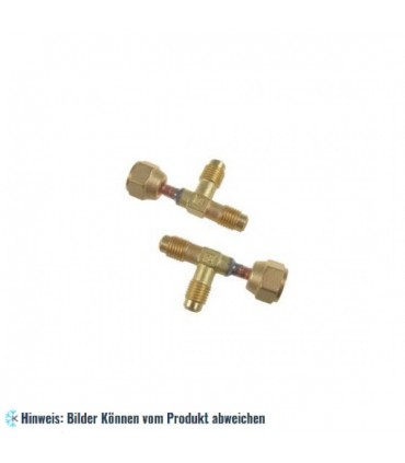 Messingverbindung- "T" -1/4 SAE x 1/4 SAE + Mutter 1/4"