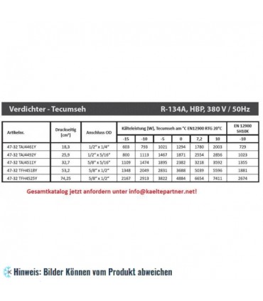 Kompressor Tecumseh TAJ 4492Y (POE), HBP - R134a, 380V
