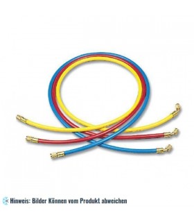 Füllschläuche Set "GY" 120cm 3 Stück, Anschlüsse gerade x 45° mit Drücker und blister WIGAM 3GYSA/5-5/48/BRY