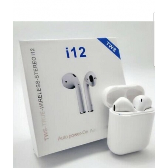 Bluetooth i12 TWS Kopfhörer Headset IPX 6 mit Touch Control, kabelloses Laden weiss - iOS, Android