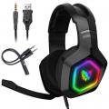 ONIKUMA K10 Gaming Headset Stereo Bass Surround RGB Gamer kabelgebundener Kopfhörer mit Mikrofon für PS4 Xbox One PC