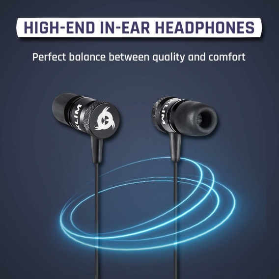 KLIM Fusion Kopfhörer in Ears mit Mikrofon - Langlebig - Innovativ: In-Ear Kopfhörer mit Memory Foam - 3.5 mm Jack - Sport Gamin
