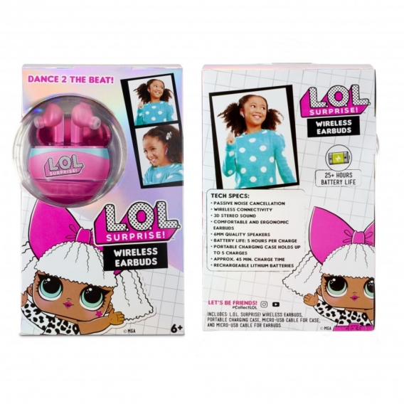 L.O.L. Surprise! 571803E7C LOL Surprise In-Ohr-Kopfhörer ohne Kabel für Kinder mit 3D-Stereoklang und integriertem Mikrofon