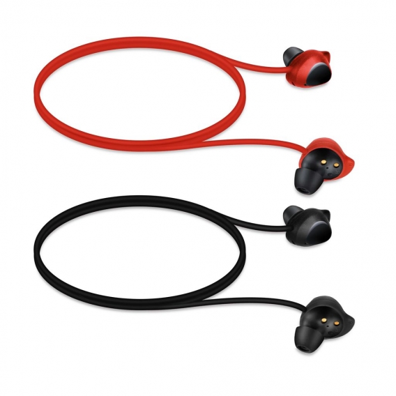 kwmobile 2x Halteband kompatibel mit Samsung Galaxy Buds / Buds Plus Headphones - Kopfhörer Halter Band Strap in Schwarz Rot