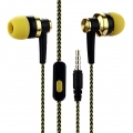 3,5 mm geflochtenes Kabel Kabel Stereo Deep Bass Kopfhoerer In-Ear Headset mit Mic-Yellow