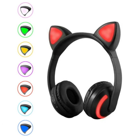 ZW-19 Wireless Bluetooth Headset Glühende Katze Ohr Kopfhörer Stereo Musik Kopfhörer Freisprecheinrichtung mit Mic Bunte Licht E