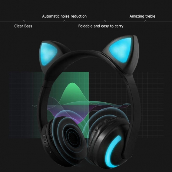 ZW-19 Wireless Bluetooth Headset Glühende Katze Ohr Kopfhörer Stereo Musik Kopfhörer Freisprecheinrichtung mit Mic Bunte Licht E