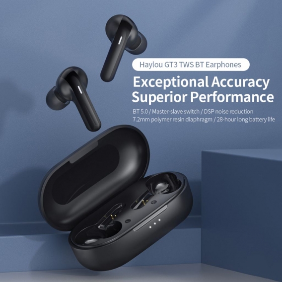 Haylou GT3 TWS BT 5.0 Kopfhoe rer DSP Smart Touch Control Wasserdichtes Ear-In-Headset fuer Sport / Fahrzeug Android / IOS Schwa