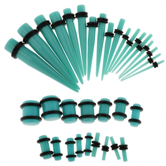 36 Stück Dehnstab Flesh Ohr Plugs Dehnungsset Expander Kit für Ohrpiercing Farbe Hellblau