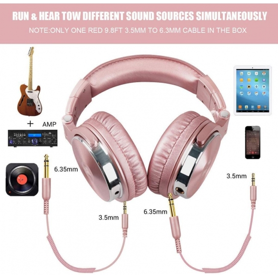 Over Ear Kopfhörer mit Kabel Geschlossene Studiokopfhörer mit Share Port Mikrofon Adapter-frei Professionelle Bass DJ Headphones