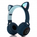 Kinder-Kopfhörer mit Katzenohren. Kabellose Bluetooth-Kopfhörer, LED-Licht und Mikrofon für iPhone, Samsung, Android Phone, Comp