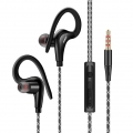 FONGE S760 Verdrahtete In-Ear-Ohrhörer Ohrbügel Ohrhörer Stereo Super Bass-Kopfhörer Sport-Headset mit Mikrofon Schwarz